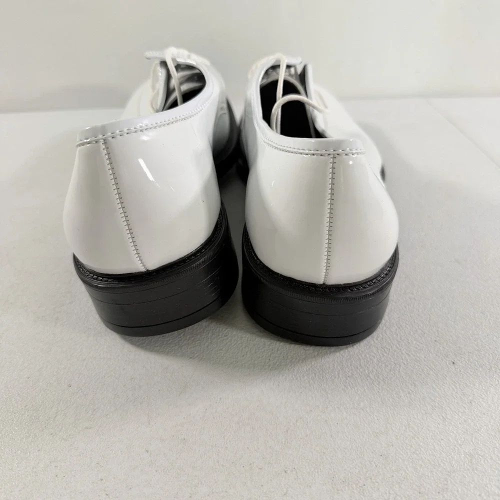 After Six Men's White Patent Leather Tuxedo Dress Shoes Oxfords Size 11.5 W NWOB